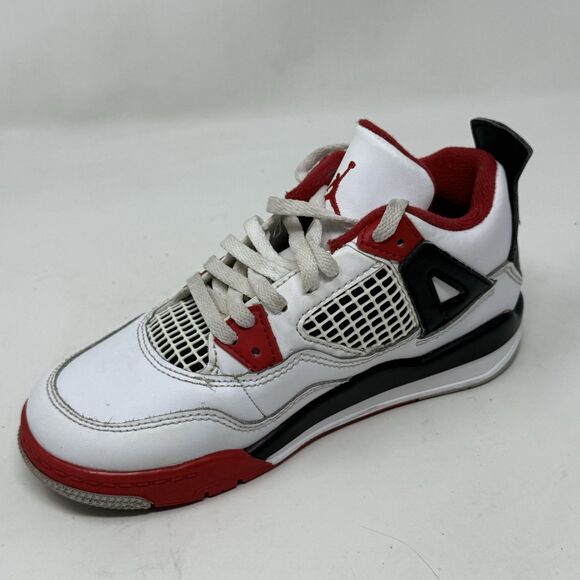 Nike Air Jordan 4 Retro OG PS Sneakers Boys Girls Size 13C Fire Red BQ7669-160 - Picture 9 of 16